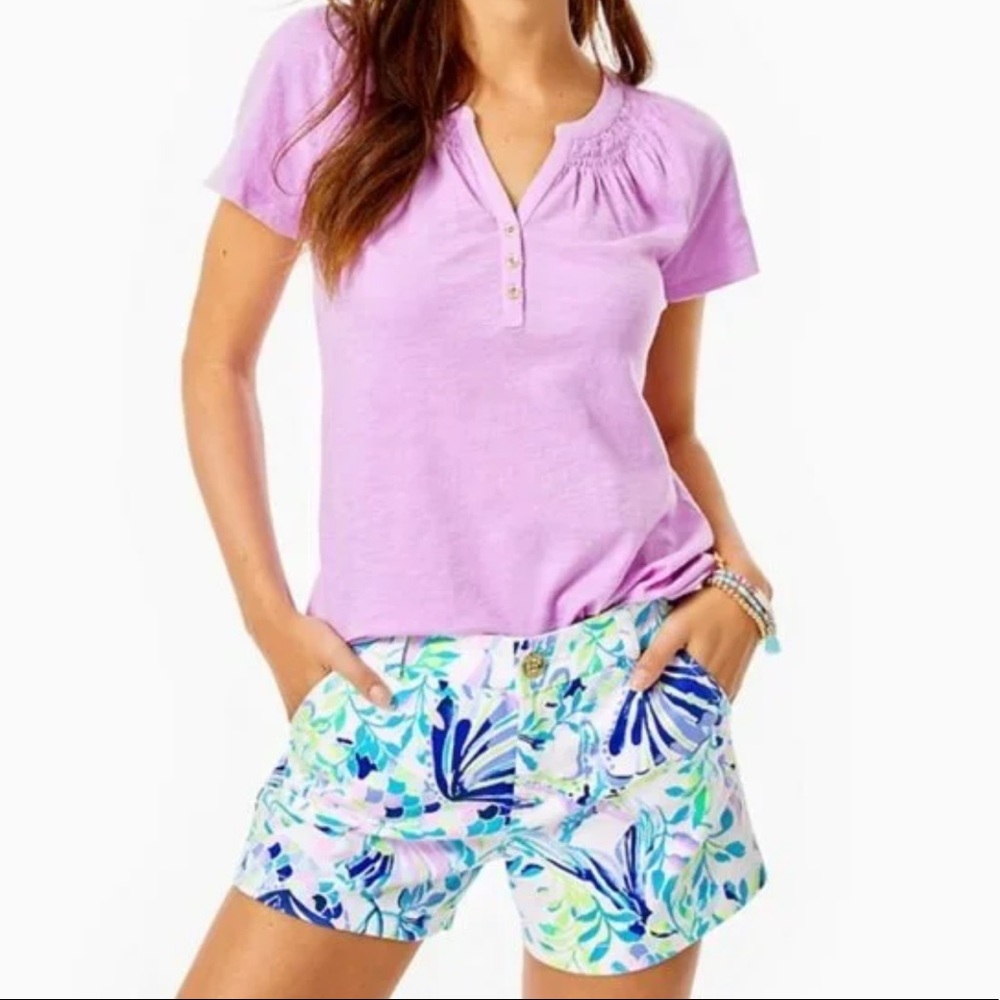 NWT size 12 Lilly Pulitzer Keller stretch short resort white shell beach